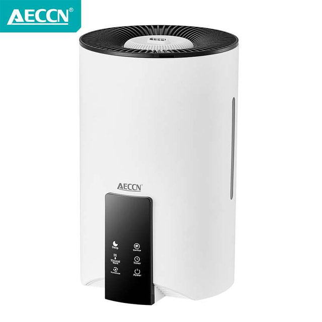 AECCN Hotel 25W 4L Panel táctil Pantalla LCD Modelo de sueño de bajo ruido Configuración de sincronización Humidificador ultrasónico de niebla fría 